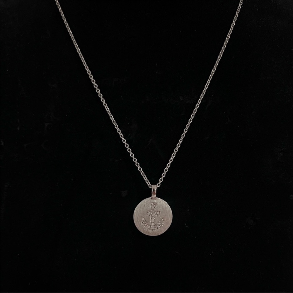 NEW Diamonique Charmbar Anchor Gold Pendant Necklace